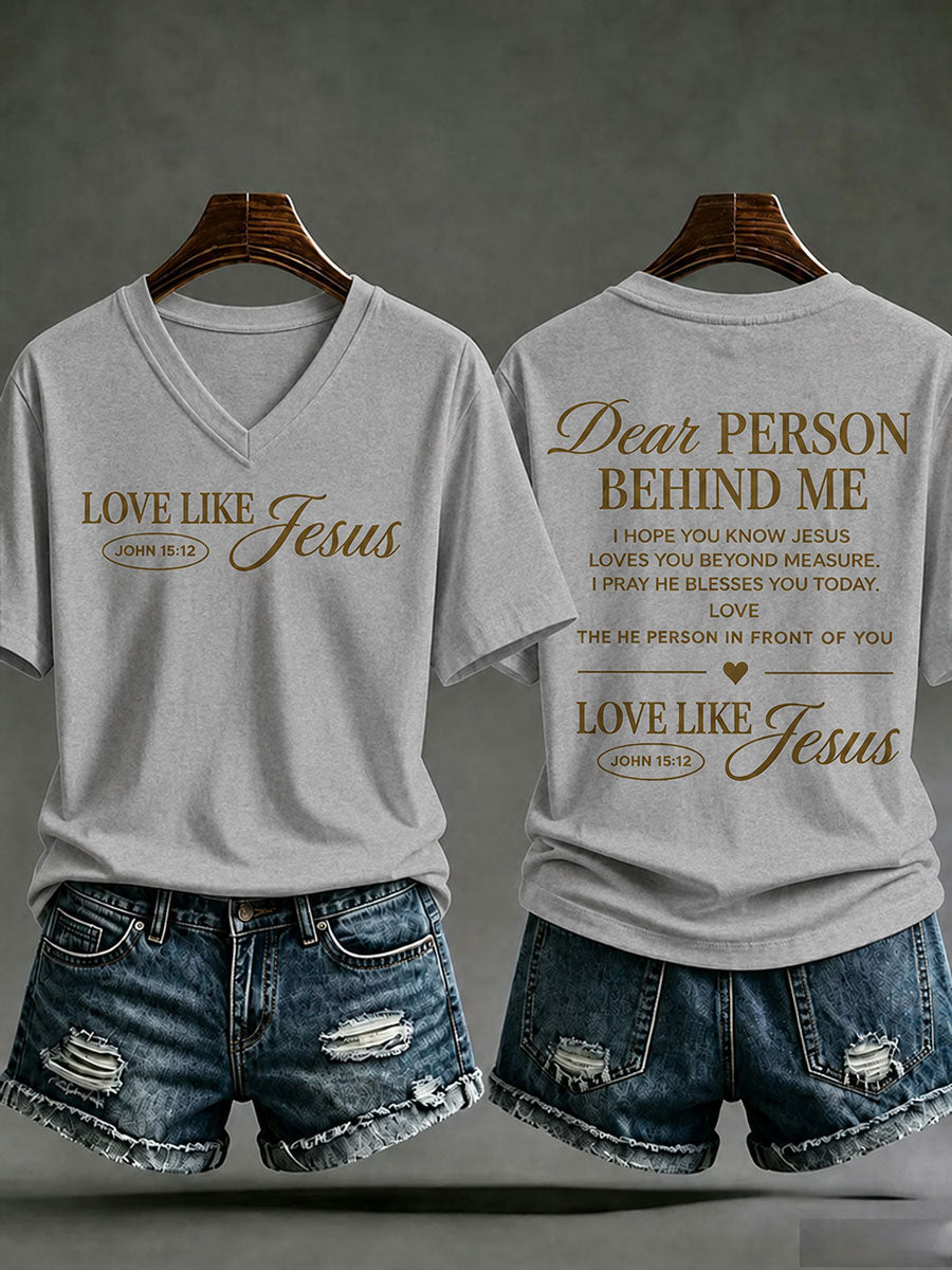 Women's Love Like Jesus Printed Casual T-Shirt