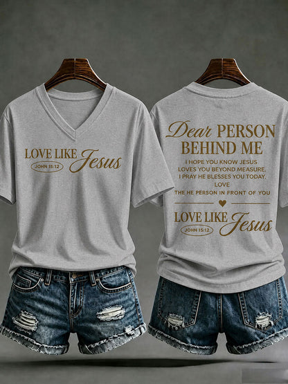 Women's Love Like Jesus Printed Casual T-Shirt