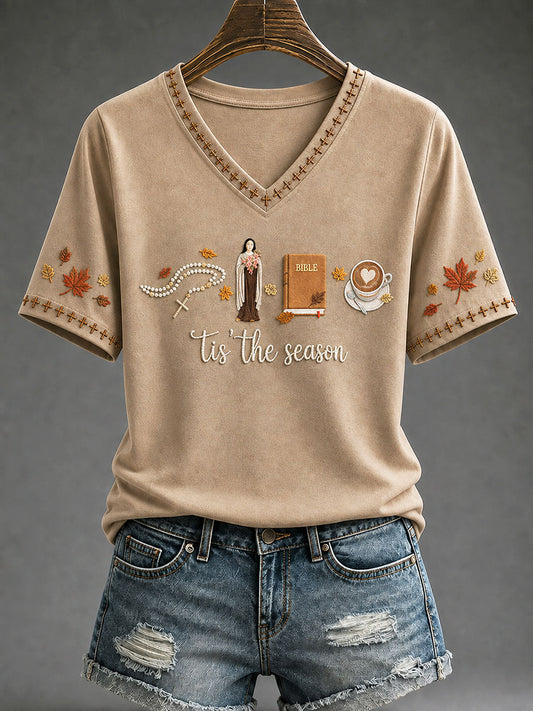 Women's Fall Catholic Faith Casual T-shirt