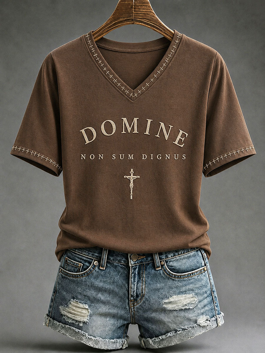 Women's "Domine Non Sum Dignus" Catholic Faith Casual T-shirt