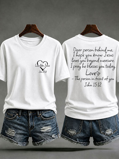 Women's Love Like Jesus Printed Casual T-Shirt