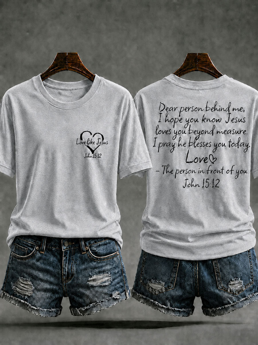 Women's Love Like Jesus Printed Casual T-Shirt