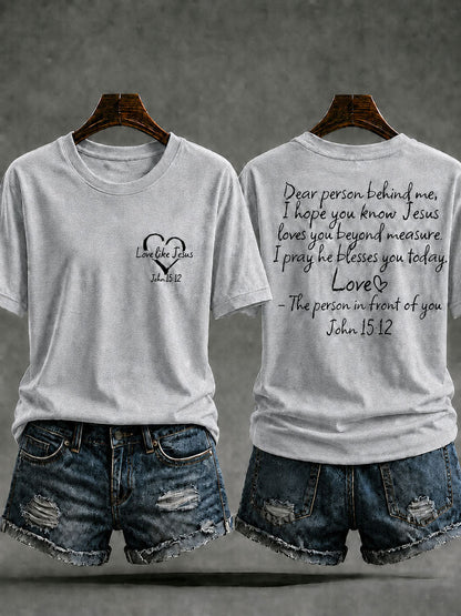 Women's Love Like Jesus Printed Casual T-Shirt