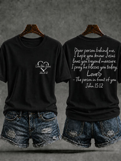 Women's Love Like Jesus Printed Casual T-Shirt
