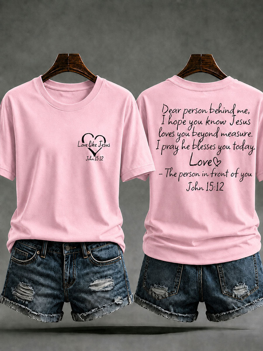 Women's Love Like Jesus Printed Casual T-Shirt