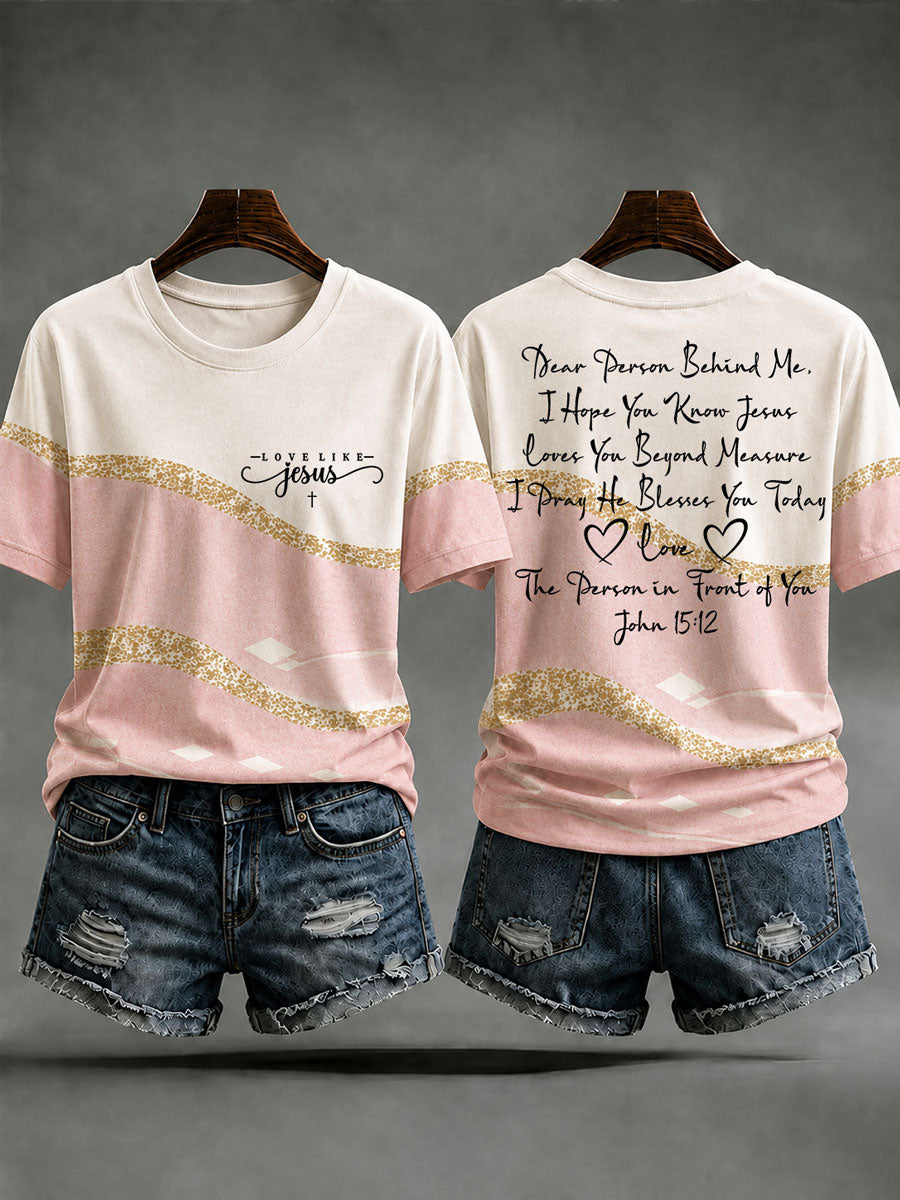 Women's Love Like Jesus Printed Casual T-Shirt