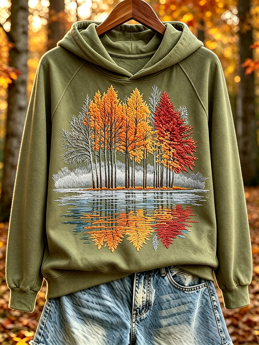 Women's Vintage Autumn Trees Print Comfy Hoodie