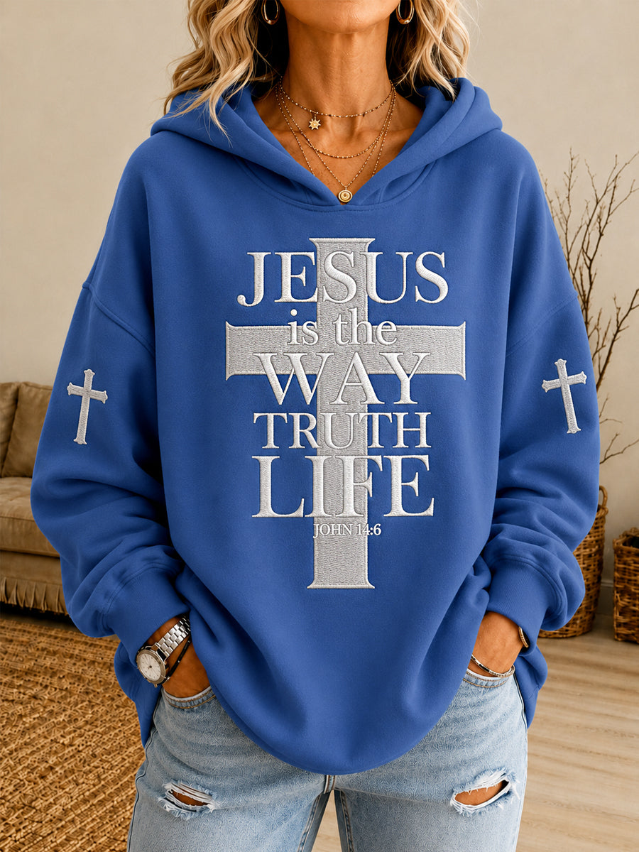 Women's Jesus The Way The Truth The Life John 14:6 Cross Graphic Hoodie