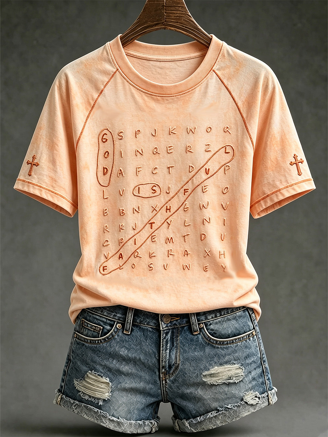 Women's faith-themed pattern printed causal short sleeves T-shirt