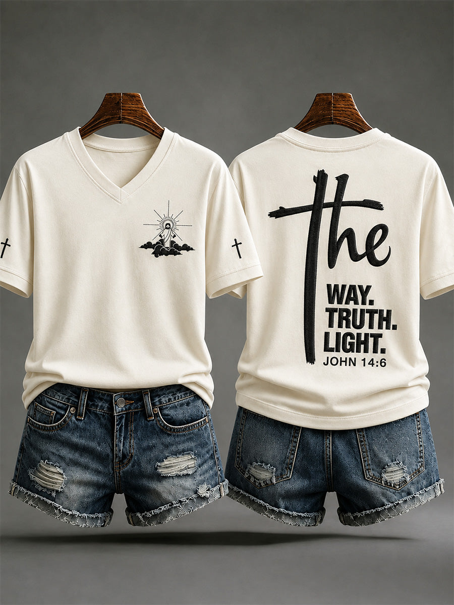 Women's Jesus The Way The Truth The Life Print Casual Tee