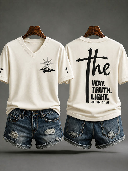 Women's Jesus The Way The Truth The Life Print Casual Tee