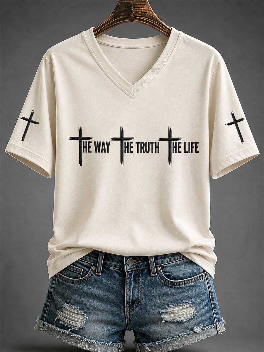 Women's Jesus The Way The Truth The Life Print Casual Tee