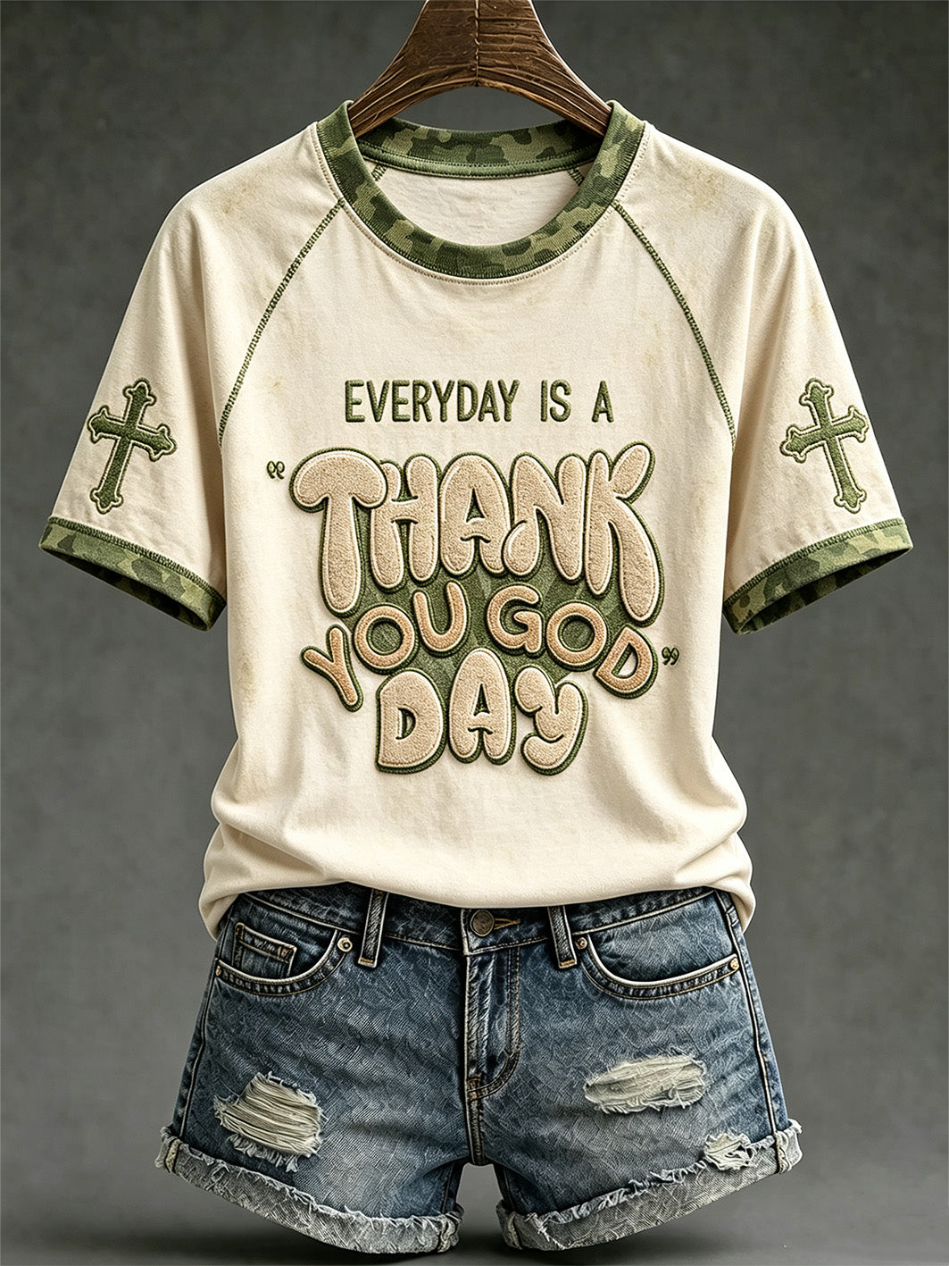 Women's faith-themed pattern printed causal short sleeves T-shirt