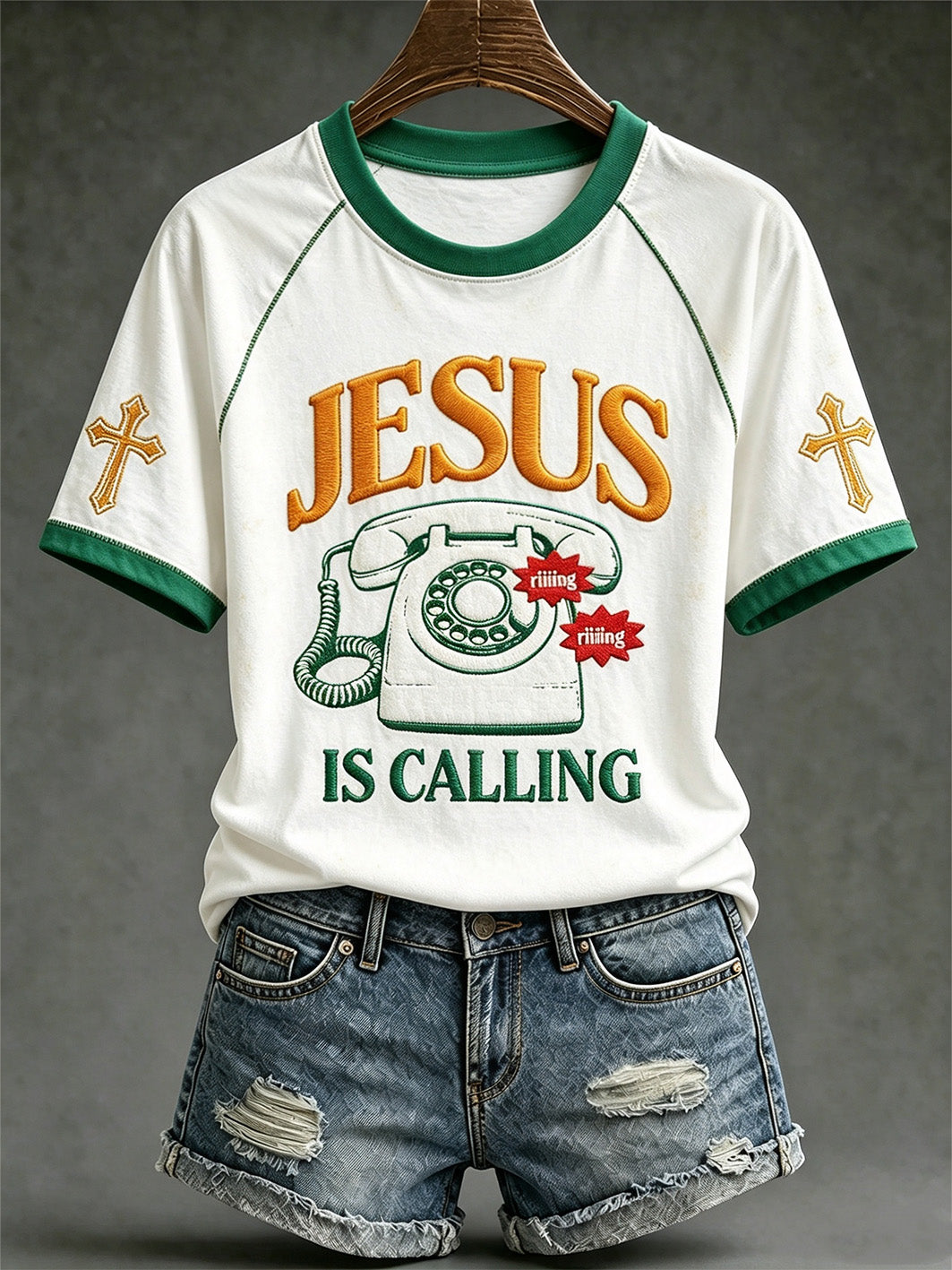 Women's faith-themed pattern printed causal short sleeves T-shirt