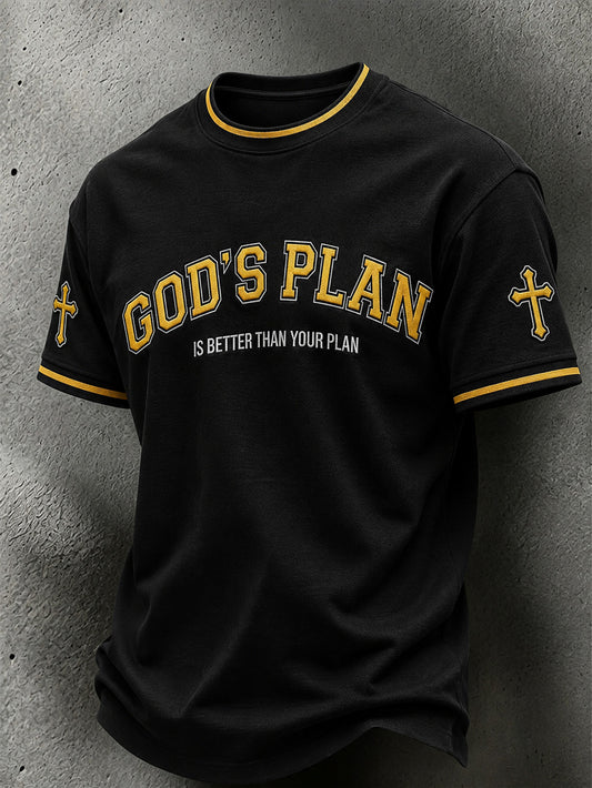 Men's faith-themed pattern printed causal short sleeves T-shirt