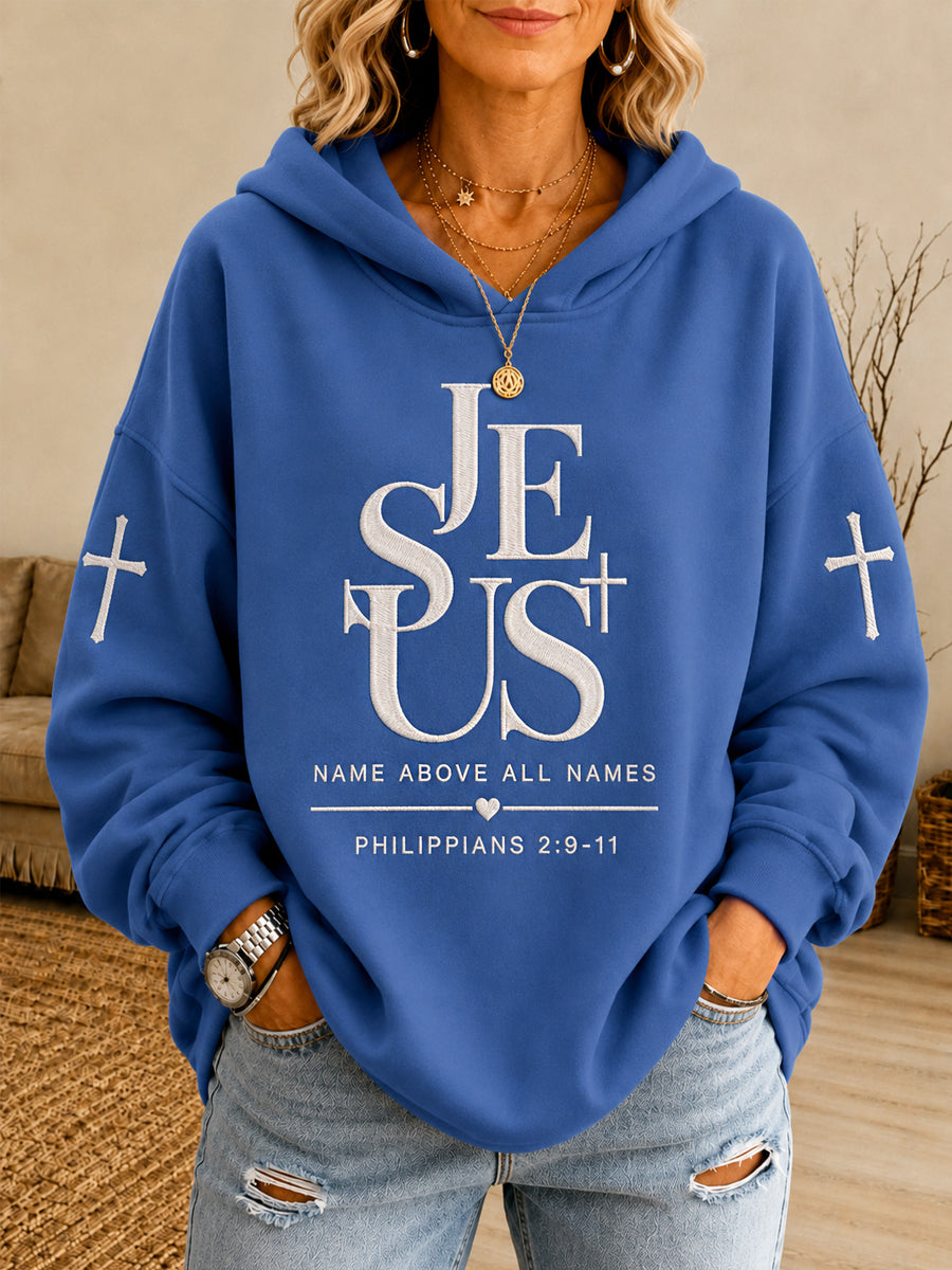 Women's Jesus Name Above All Names Cross Graphic Hoodie