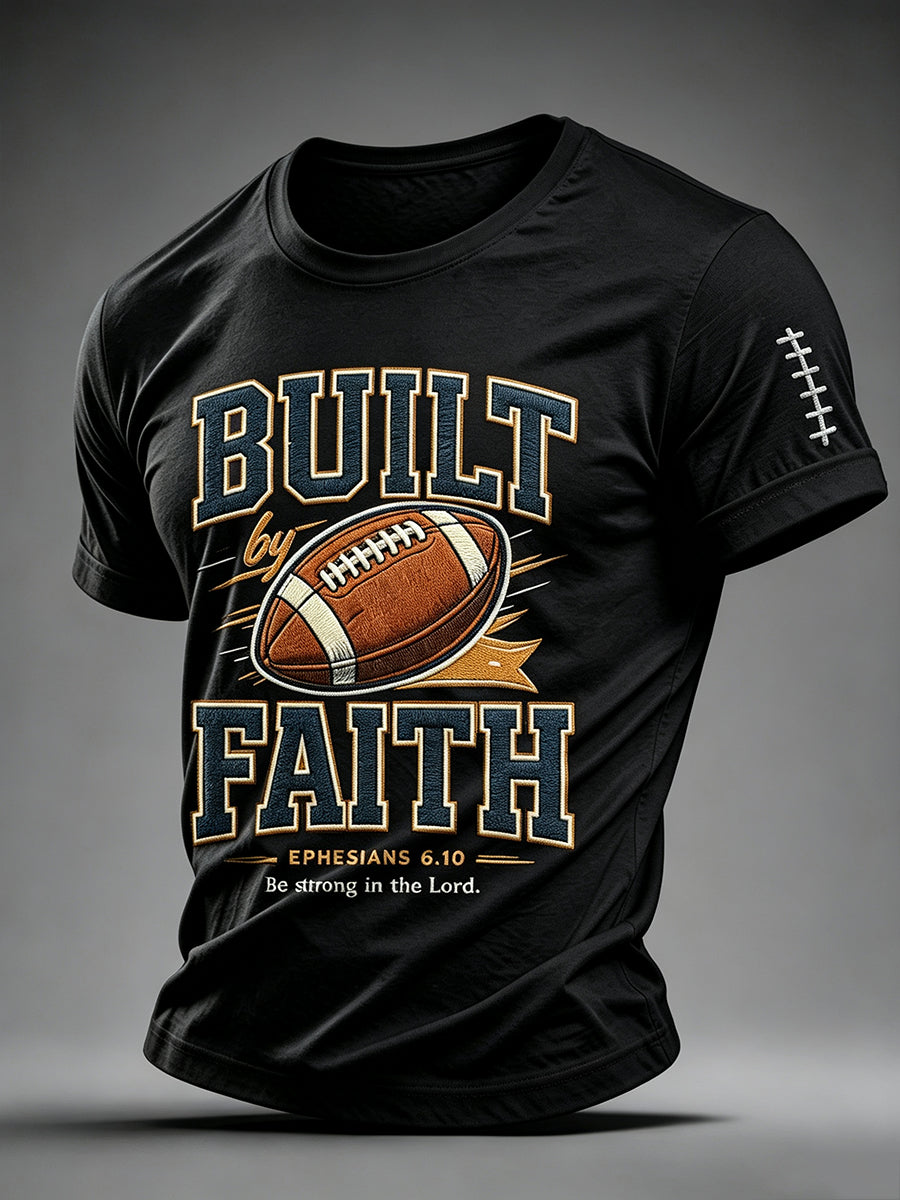 Men's Football And Jesus Faith Print T-shirt