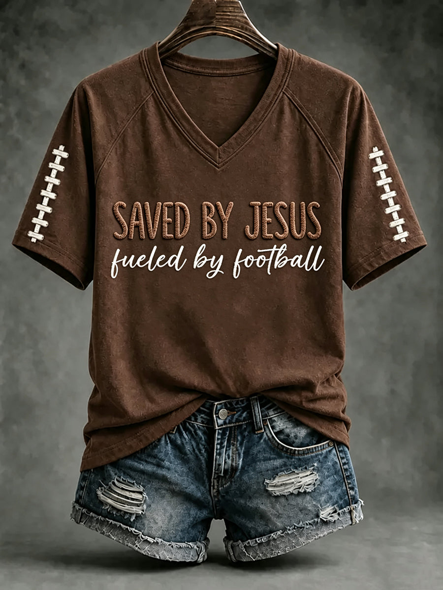 Women's Football And Jesus Faith Print T-shirt