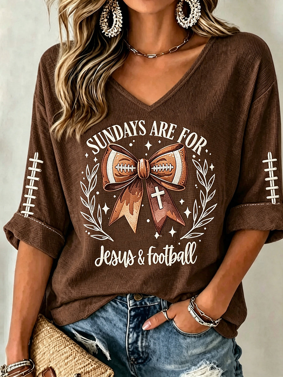 Women's Football Faith Print Waffle T-shirt