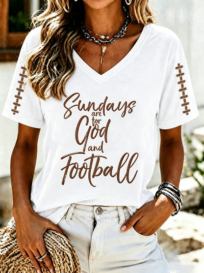 Women's Football And Jesus Faith Print T-shirt
