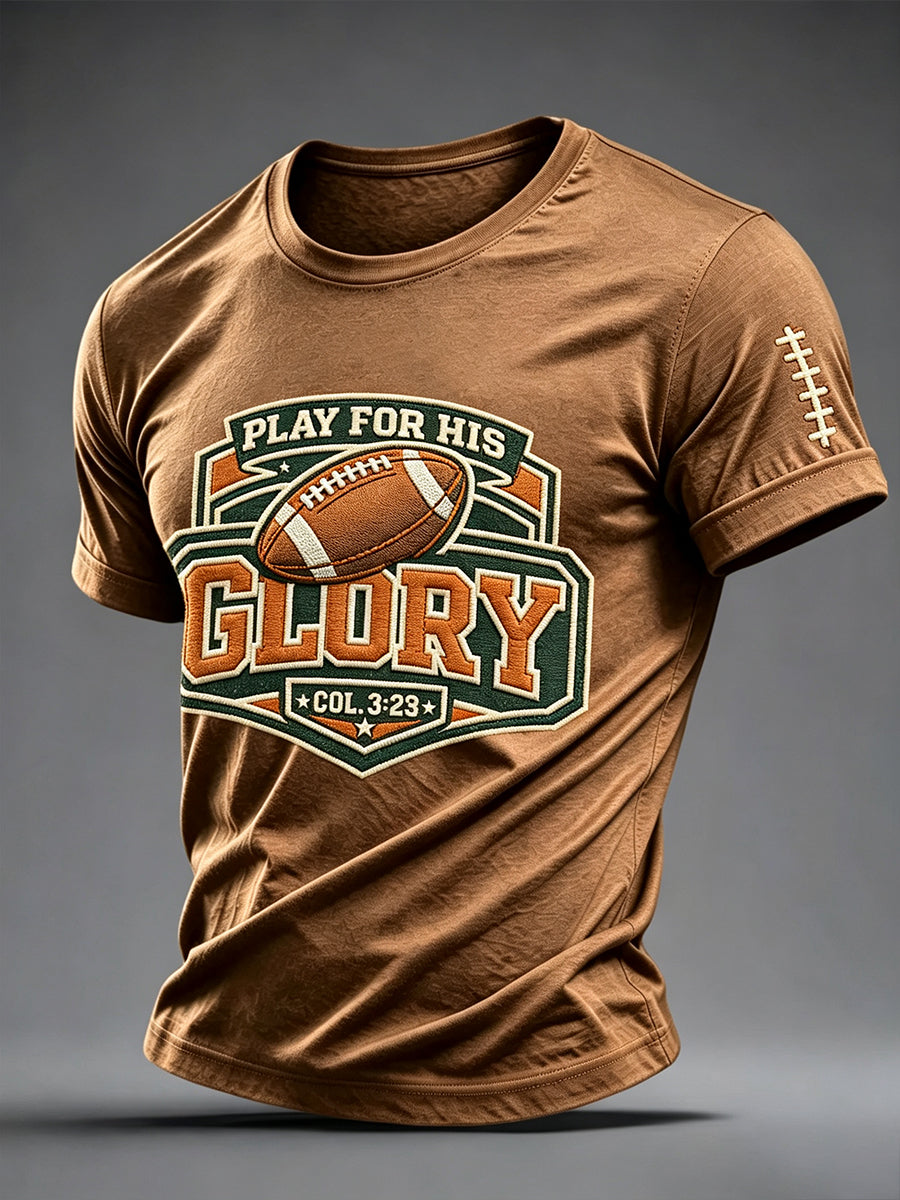 Men's Football And Jesus Faith Print T-shirt