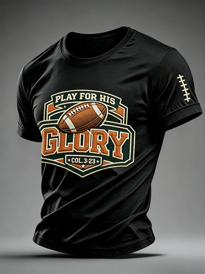 Men's Football And Jesus Faith Print T-shirt