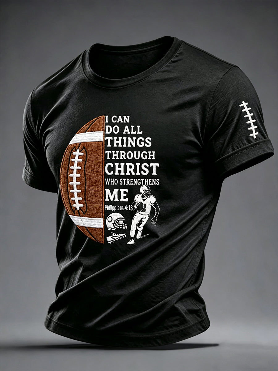 Men's Football And Jesus Faith Print T-shirt