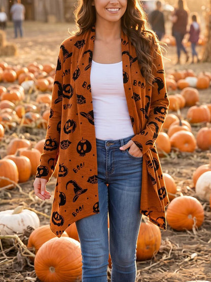 Women's Halloween Printed Cozy Cardigan