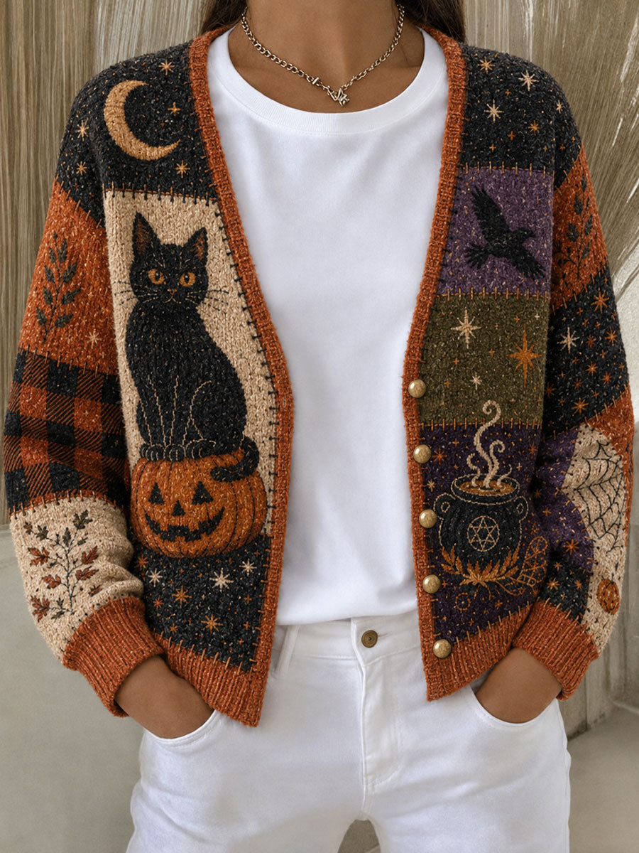 Women's Halloween Printed Cozy Cardigan