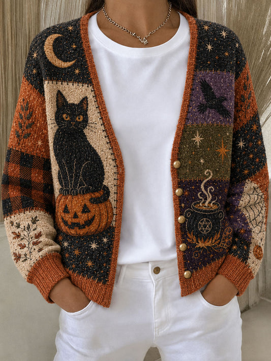 Women's Halloween Printed Cozy Cardigan