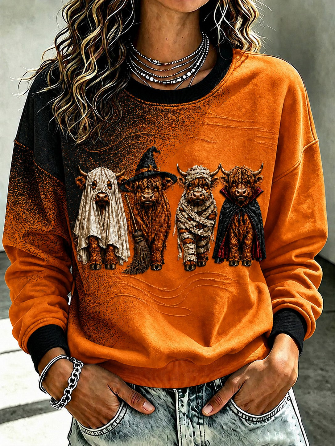 Women's Western Halloween Printed Sweatshirt