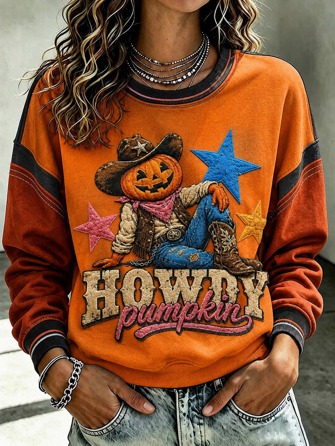 Women's Western Halloween Printed Sweatshirt
