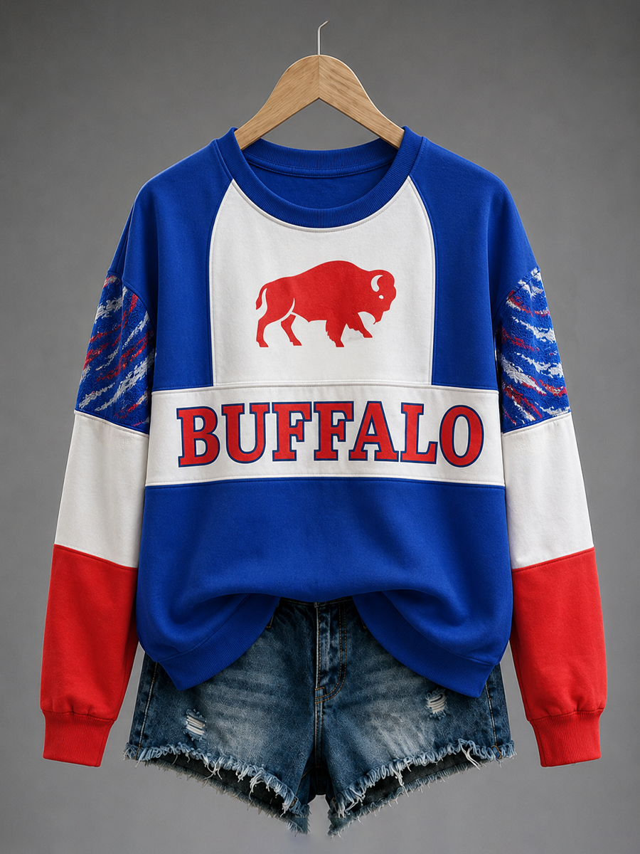 Women's Football Lover Bulls BUF Art Printed Regular Sweatshirt