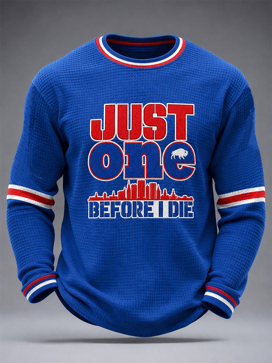 Men's Football Lover Buffalo Print Waffle Long Sleeve Top