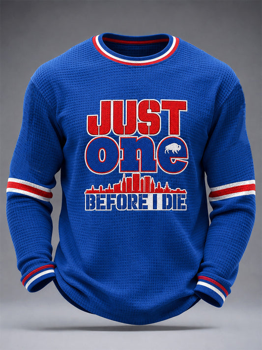 Men's Football Lover Buffalo Print Waffle Long Sleeve Top