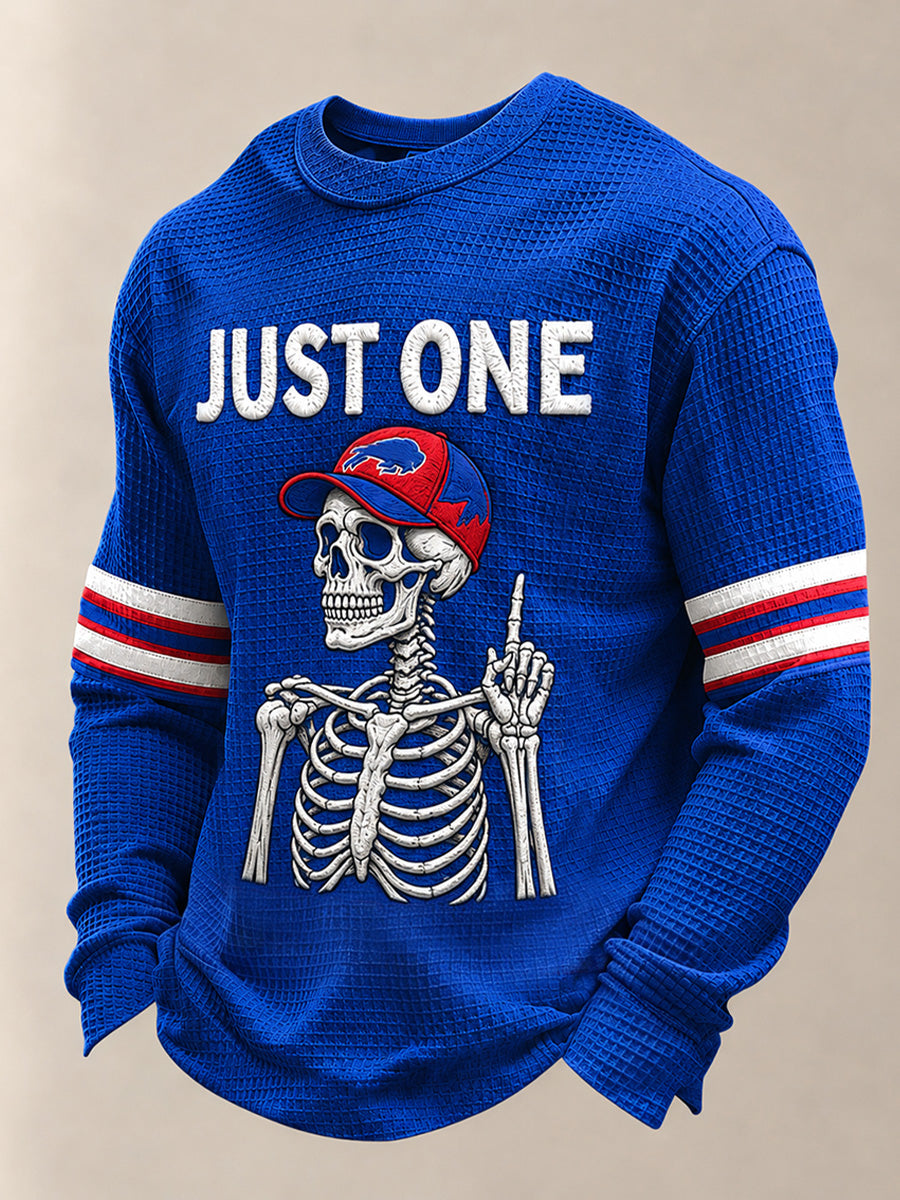 Men's Football Lover Buffalo Print Waffle Long Sleeve Top