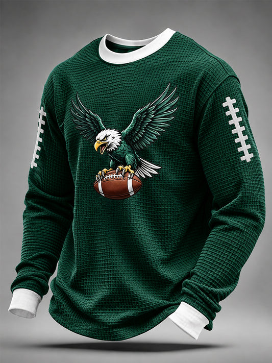 Men's Football Gameday Gift For Football Fans Casual Waffle Sweatshirt
