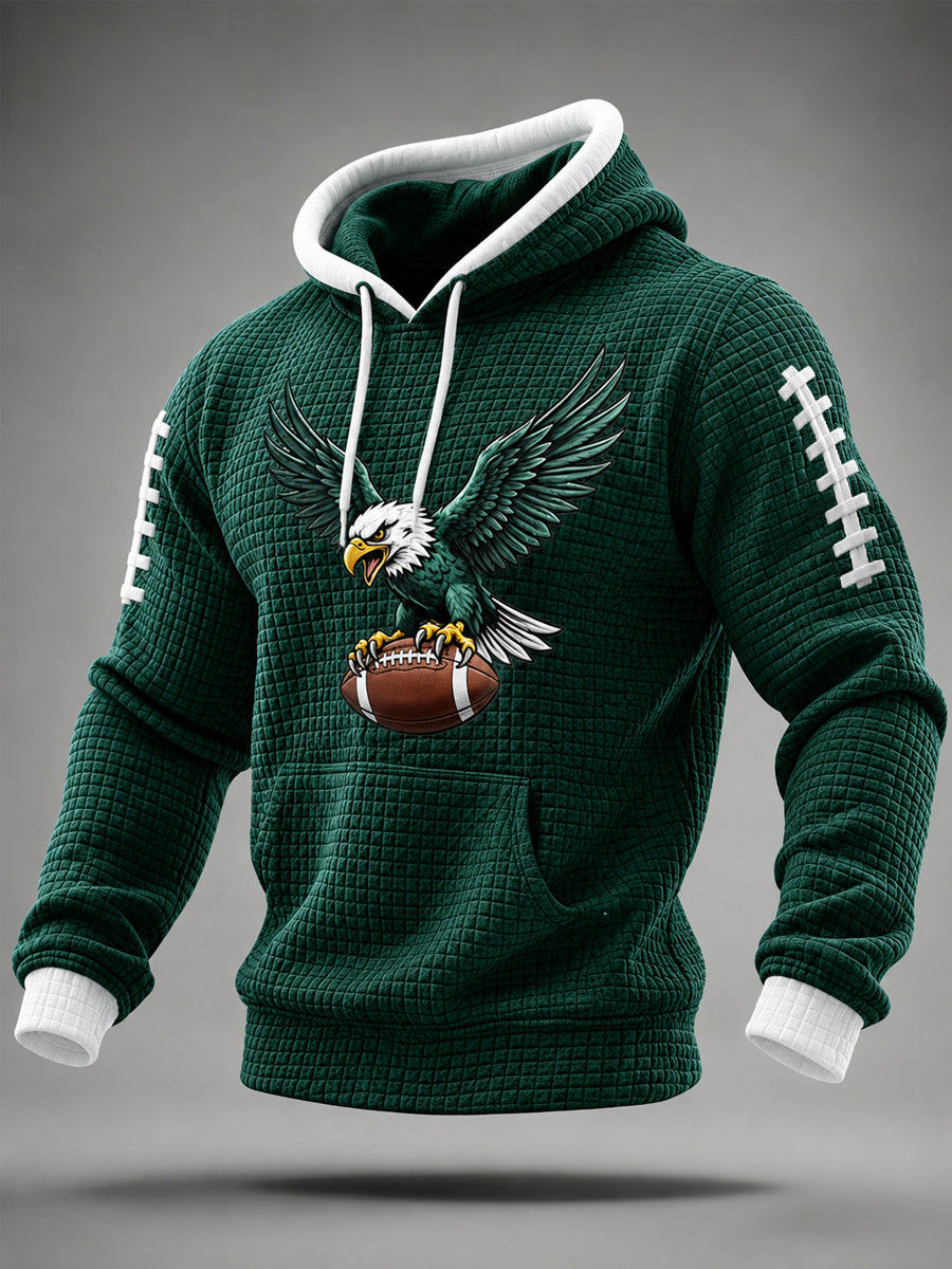 Men's Football Gameday Gift For Football Fans Casual Waffle Hoodie