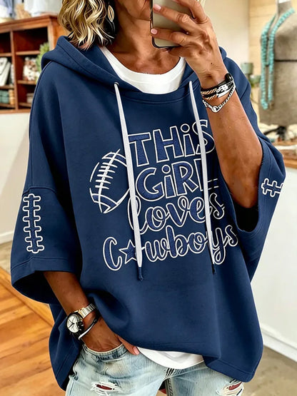 Women's Football Gameday Gift For Football Fans Casual Short-Sleeve Hoodie