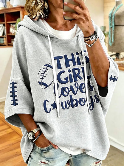 Women's Football Gameday Gift For Football Fans Casual Short-Sleeve Hoodie