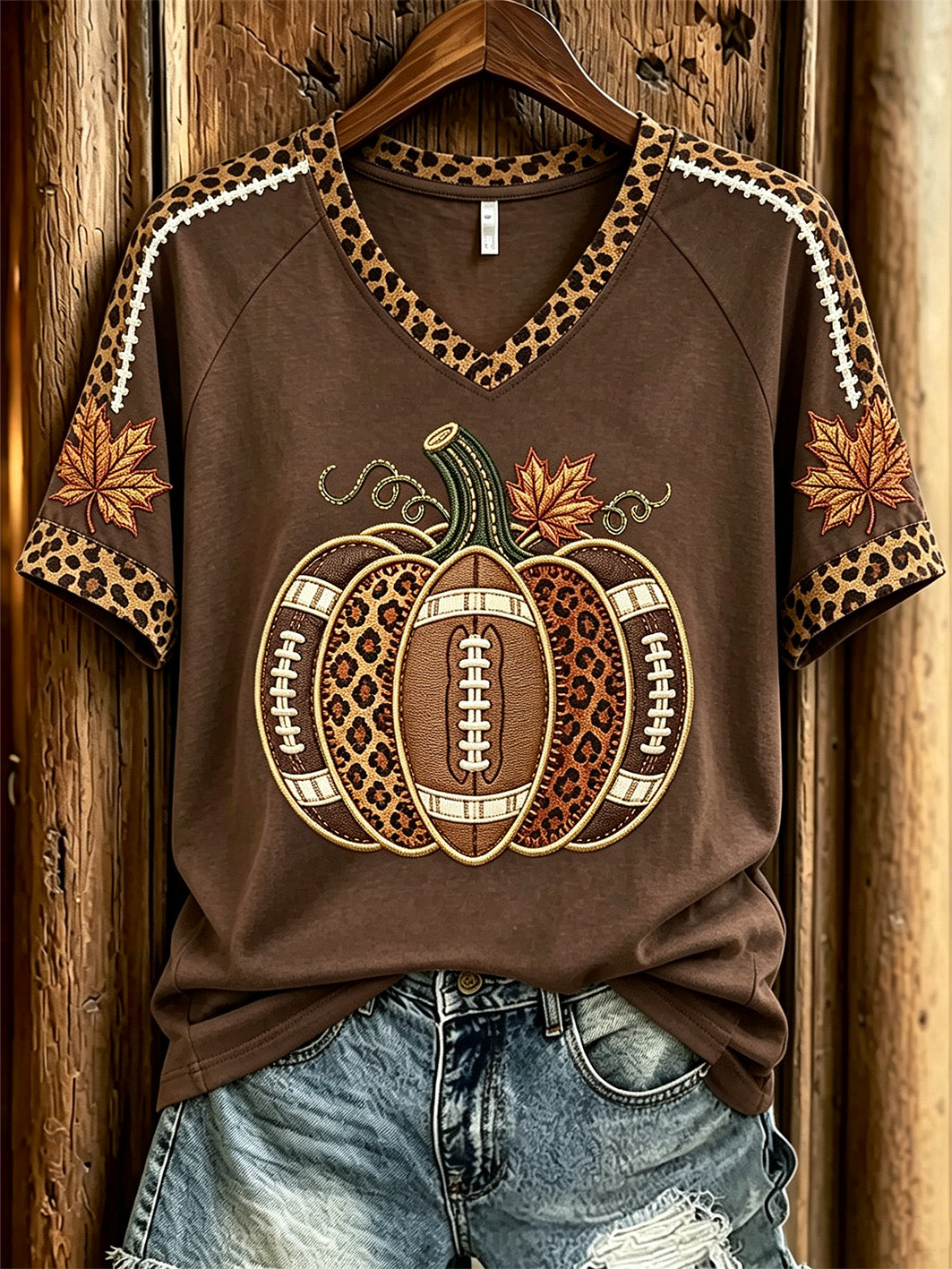 Women's Autumn Pumpkin Pattern Casual Short Sleeve T-shirt