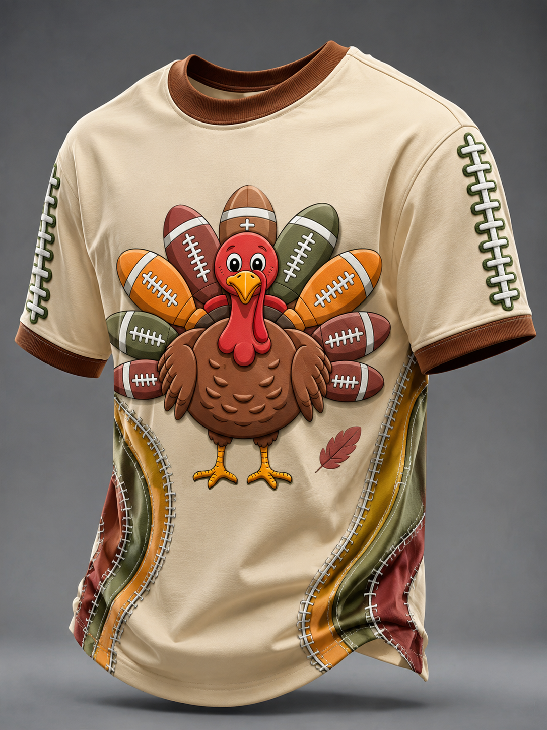 Men's Fun Turkey Rugby Short Sleeves T-shirt