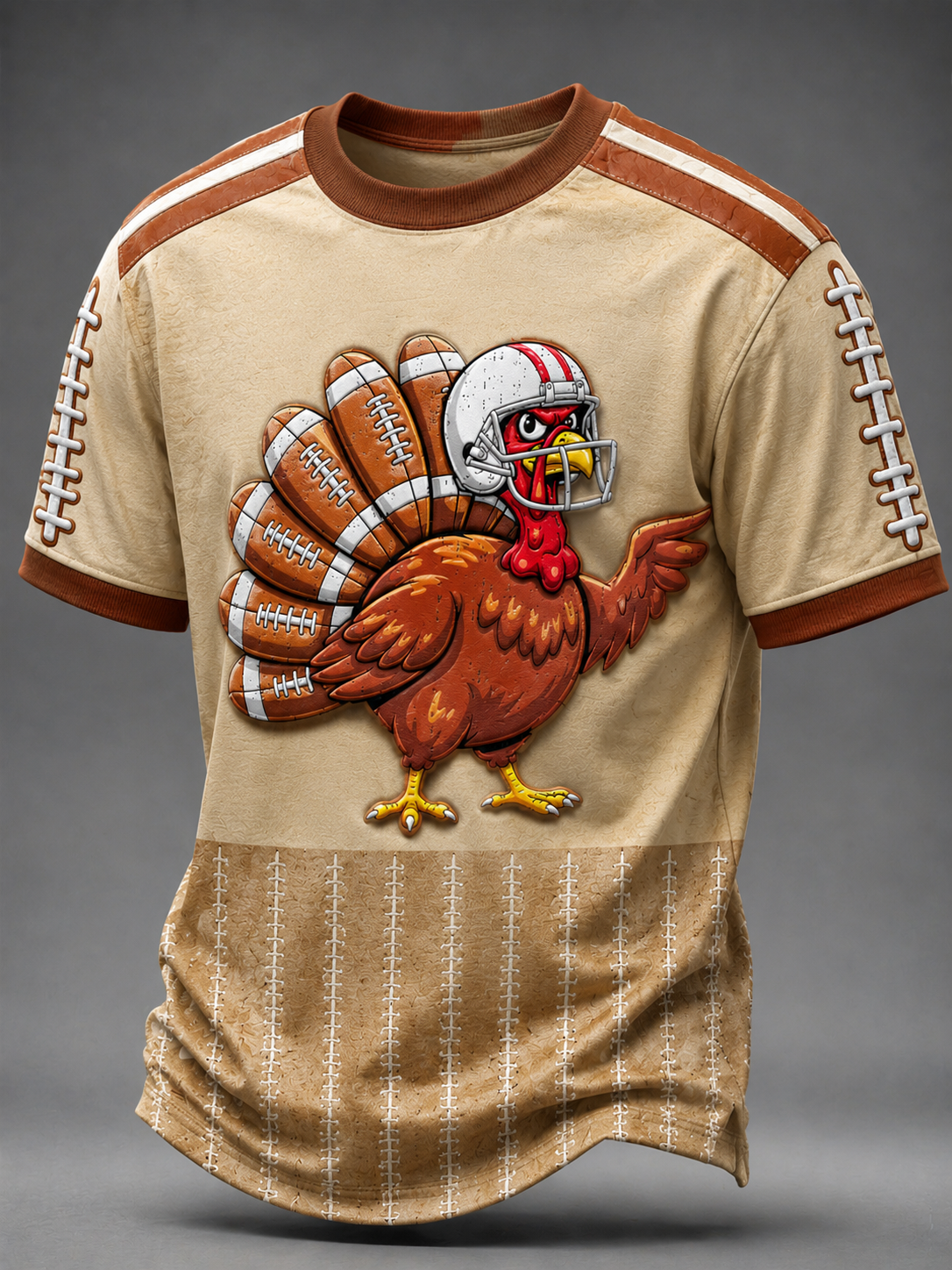 Men's Fun Turkey Rugby Short Sleeves T-shirt