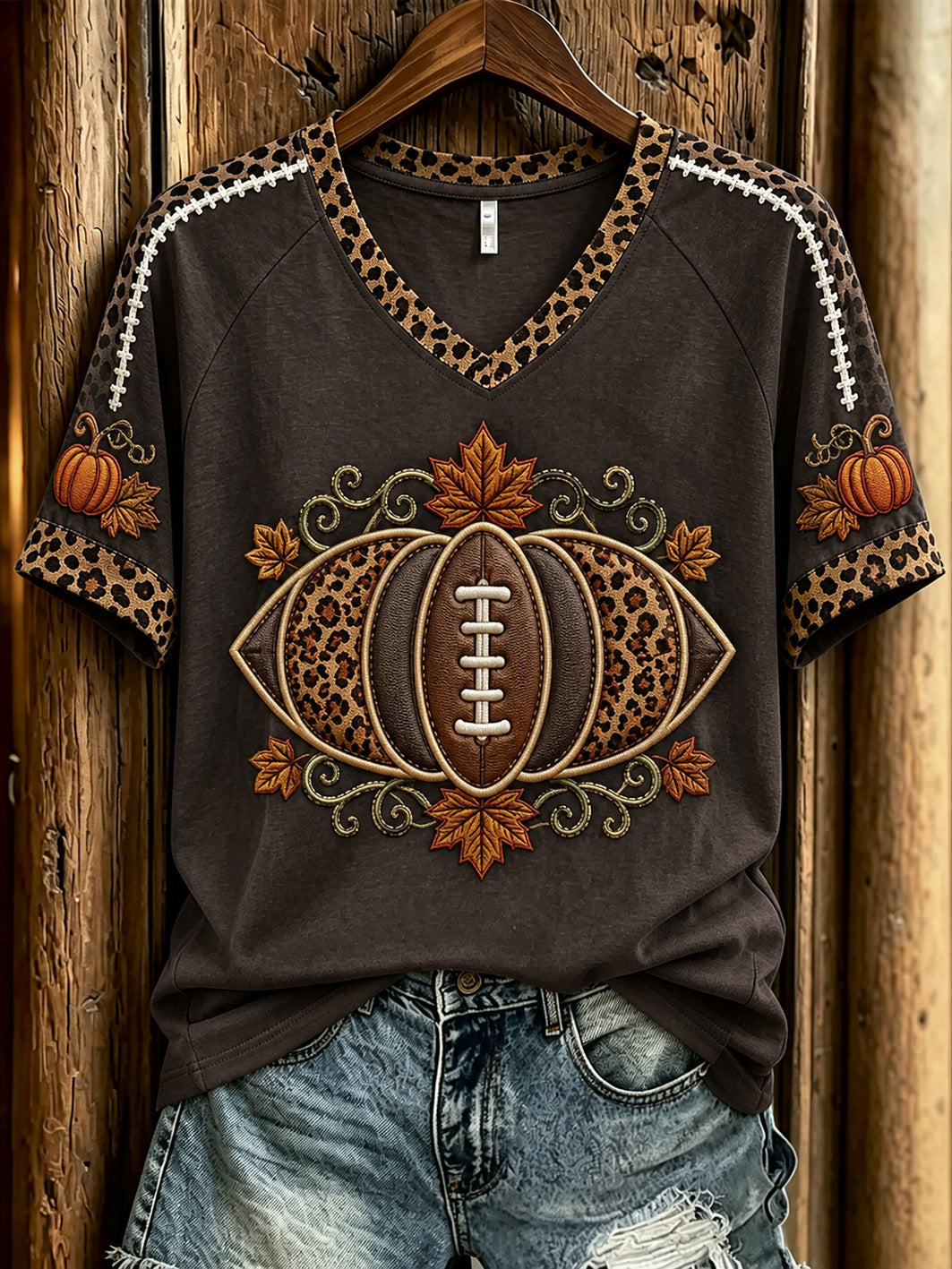 Women's Autumn Pumpkin Pattern Casual Short Sleeve T-shirt