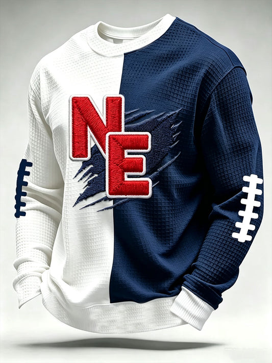 Men's Football Print Waffle Long Sleeve T-Shirt