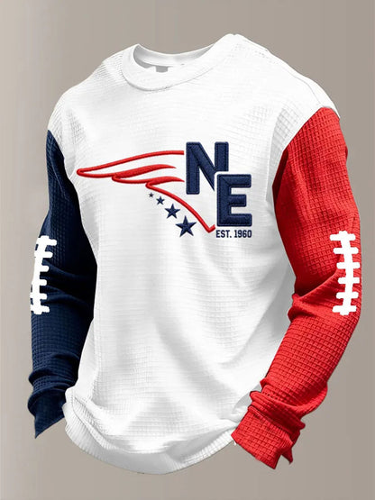Men's Football Print Waffle Long Sleeve T-Shirt