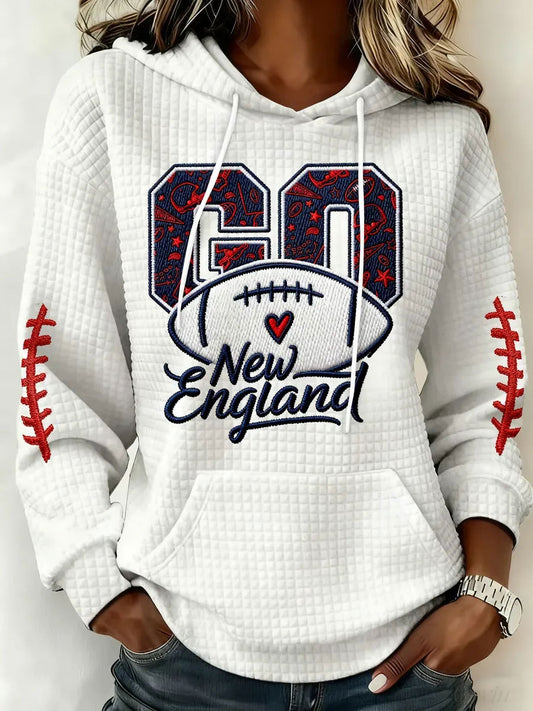 Women's Football Print Large-sized Hooded Sweatshirt
