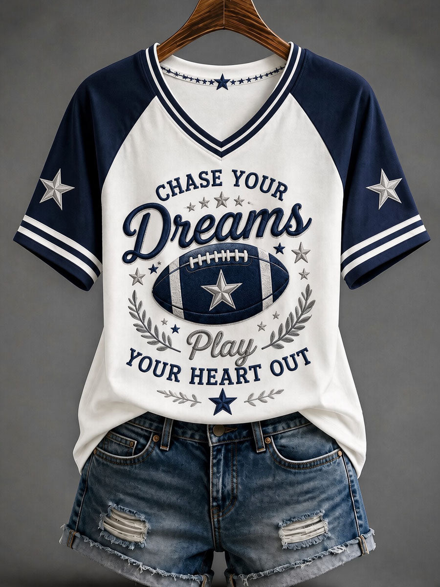 Women’s Rugby Dallas Printed Casual T-Shirt