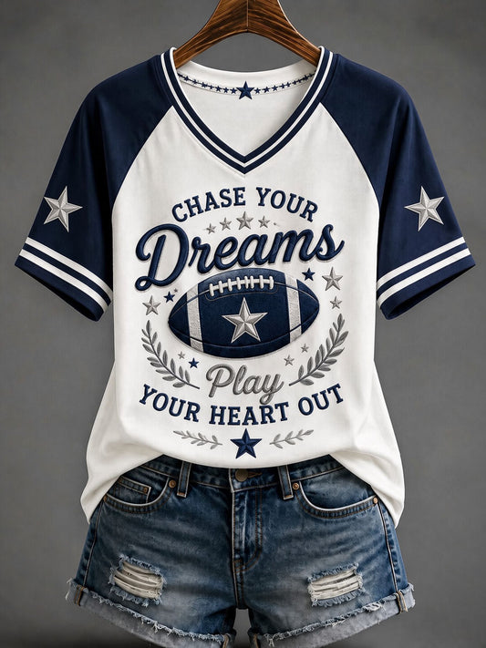 Women’s Rugby Dallas Printed Casual T-Shirt