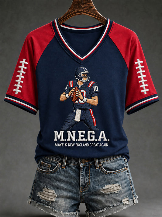 Women's Football Gameday Gift For Football Fans Casual V-Neck Tee